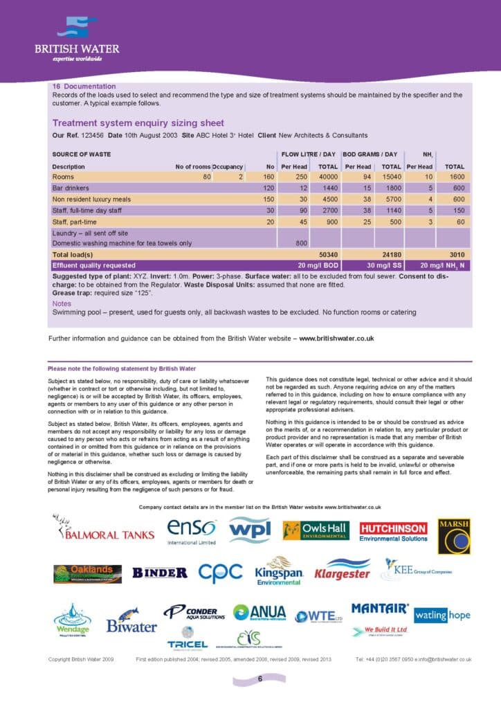 British Water Flows and Loads 4 - Domestic Sewage Treatment Plants ...